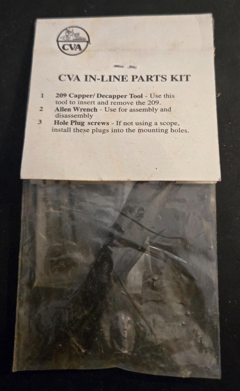 CVA Break Action Parts Kit 209 Capper Tool,Allen Wrench,Hole Plug Screws New