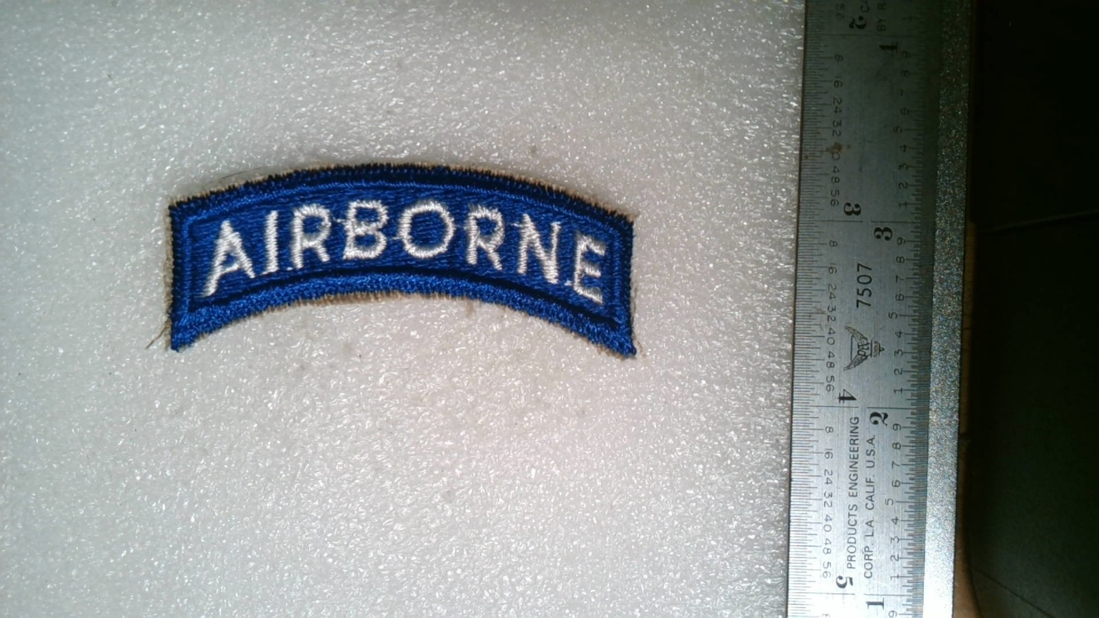 MILITARY PATCH SEW ON US ARMY AIRBORNE TAB WHITE ON BLUE OLDER WW2 ERA POST WW2
