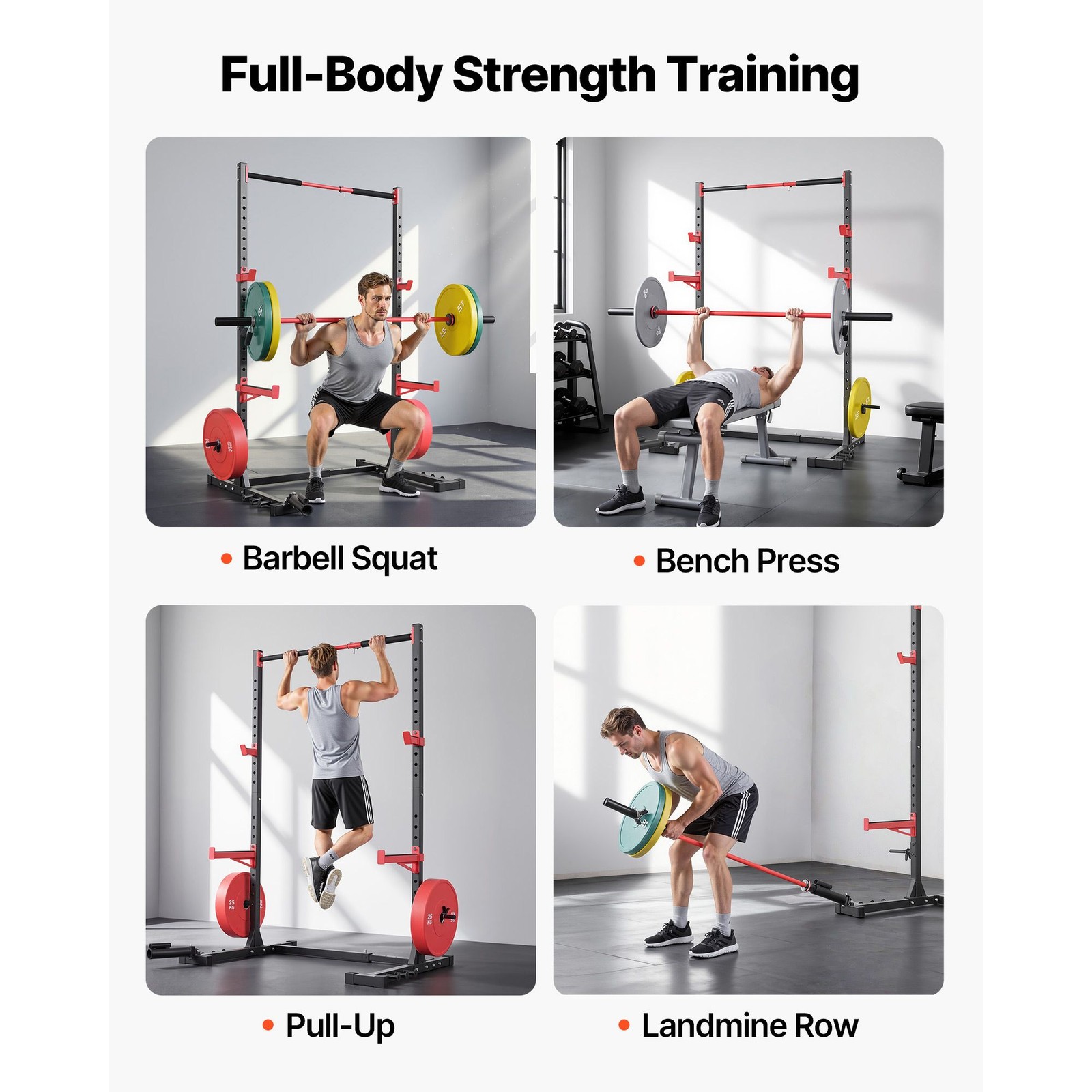Powder-Coated Steel Power Cage Rack Home Gym