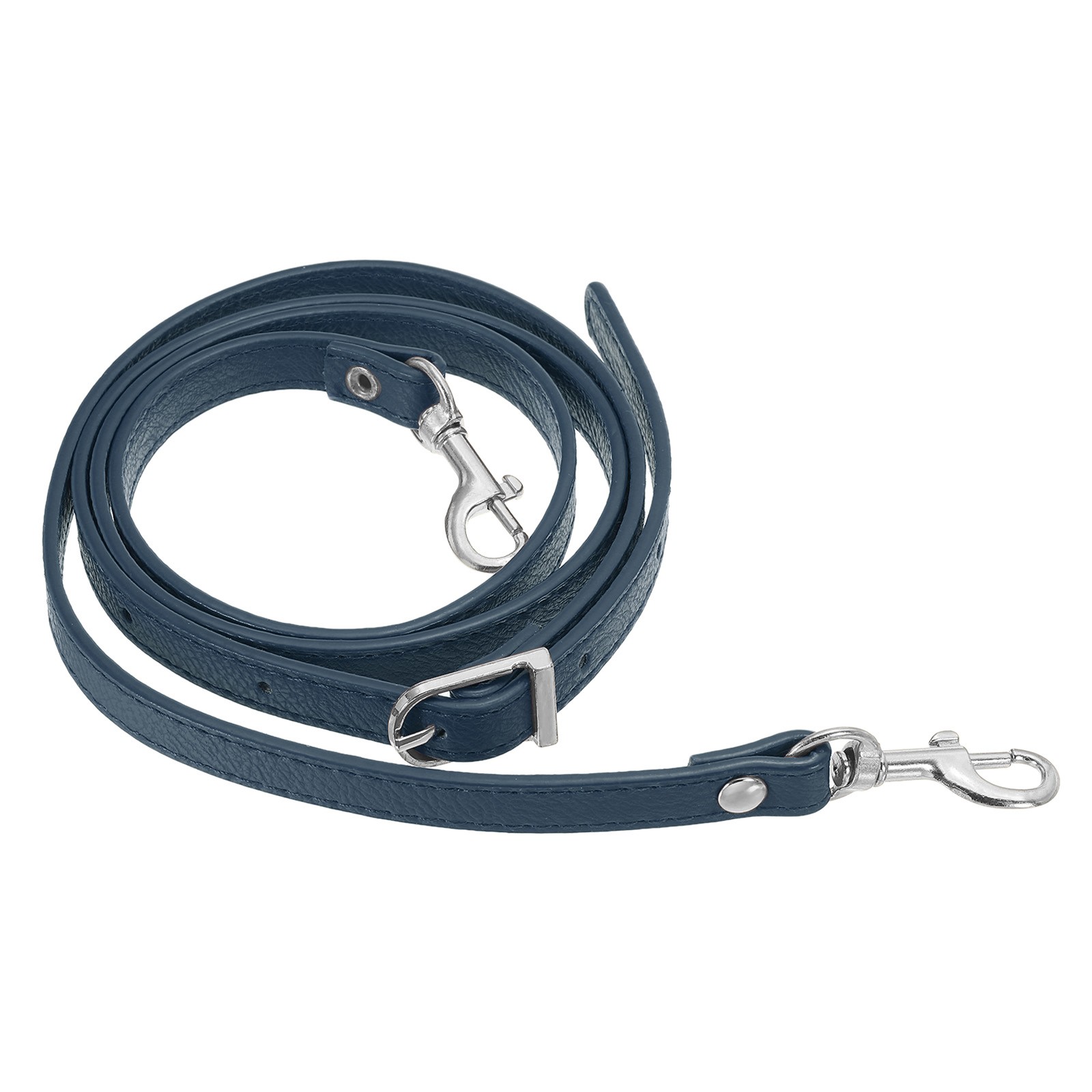 47 Inch Adjustable PU Leather Purse Strap with Silver Hardware Navy Blue