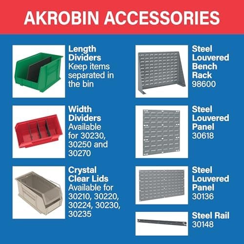 Akro-Mils 30235 AkroBins Plastic Storage Bins, Space-Saving Stackable Bins fo...