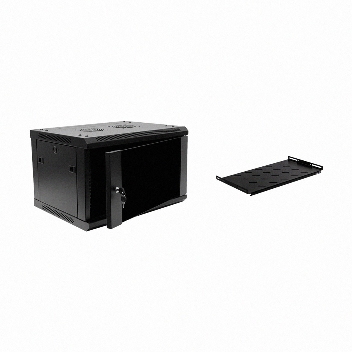 6U IT Wall Mount Network Server Cabinet Rack Enclosure Glass Door Lock w/shelf