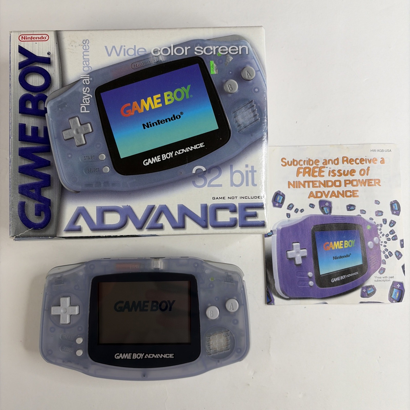 NINTENDO GAME BOY ADVANCE GBA GLACIER Clear In Box OEM TESTED