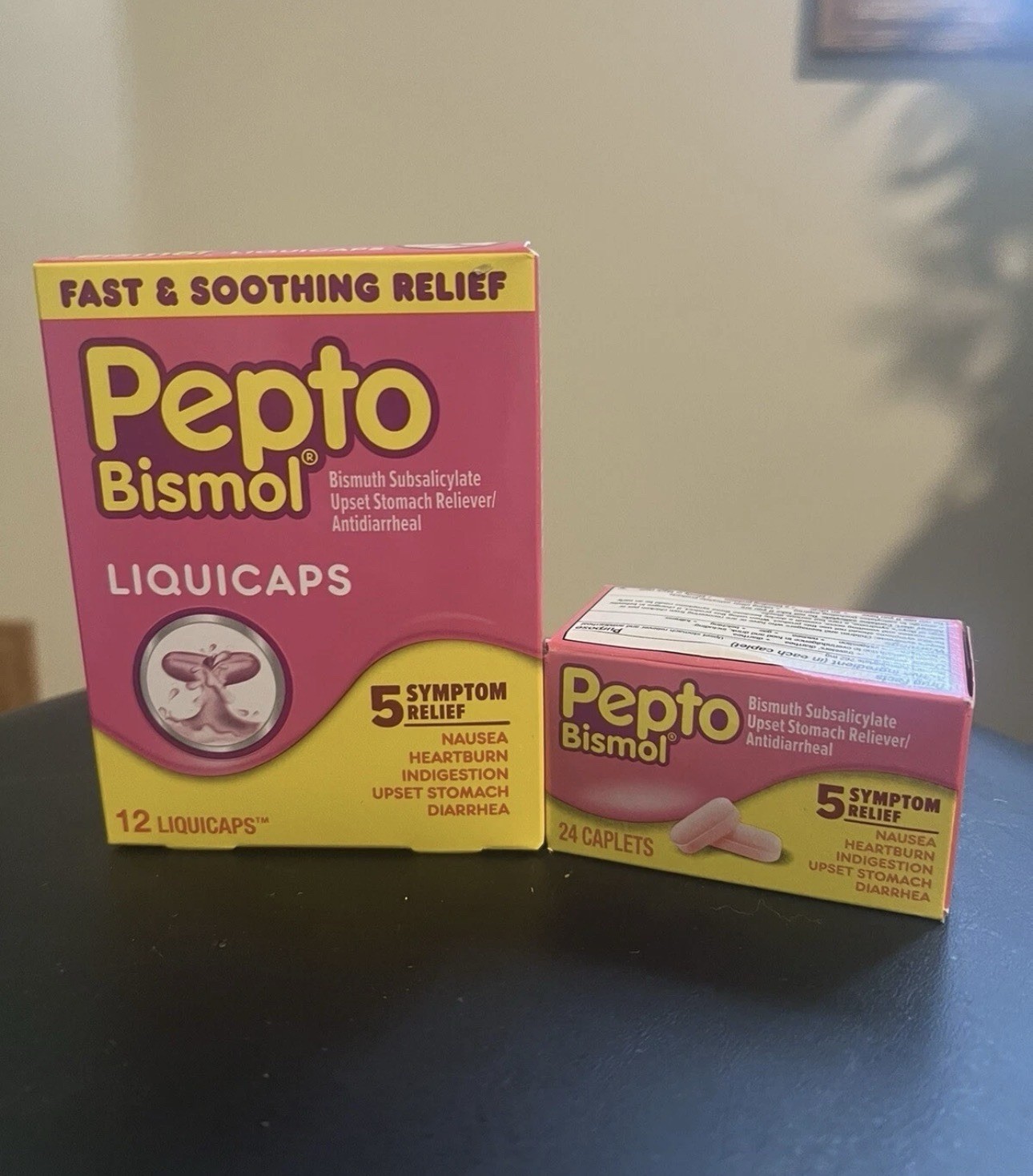 2PK Pepto Bismol 12 Liquicaps & 24 Caplets ~FAST SHIPPING!