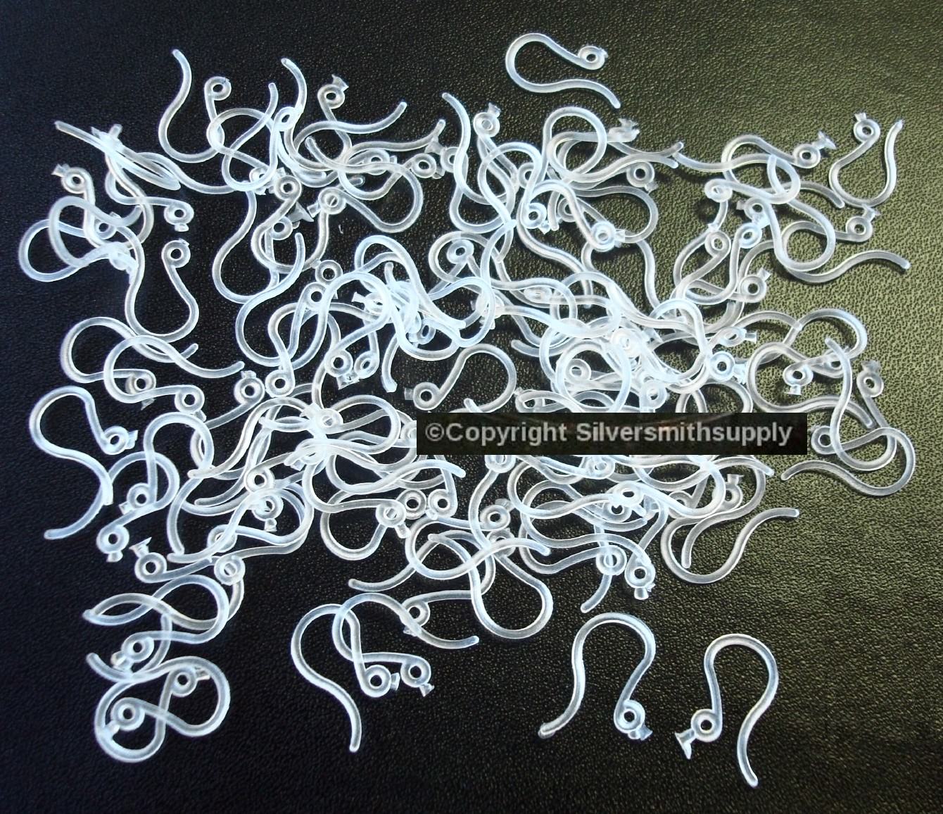 100 Rubber loop earring wires hypo-allergenic pierced earring fishhooks FPE186B