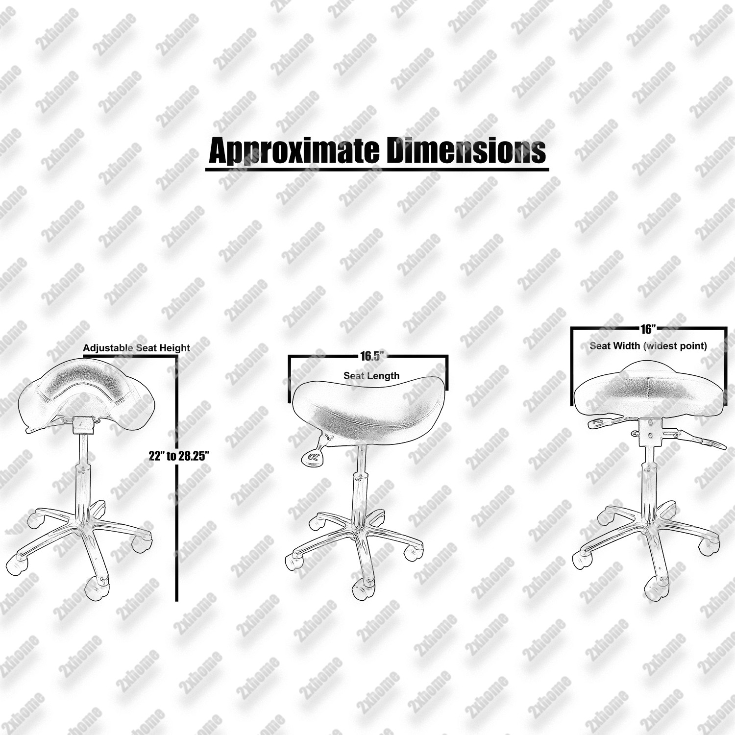 Adjustable Back Less Ergonomic Rolling Saddle Stool Chair with Tilting Seat