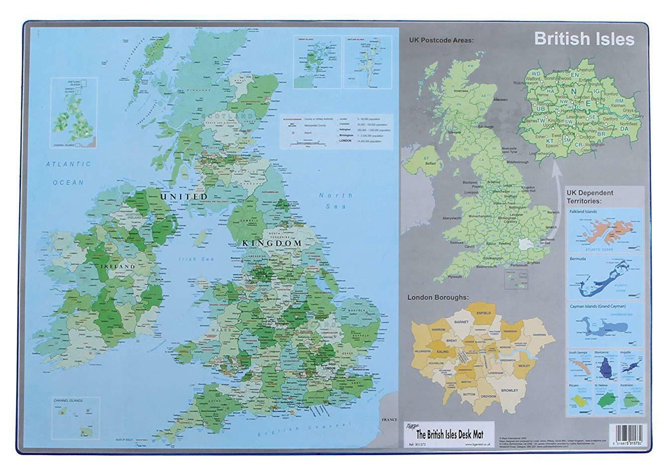 British Isles UK Map Atlas Computer Desk Mat Durable Writing Mouse 590 x 400mm