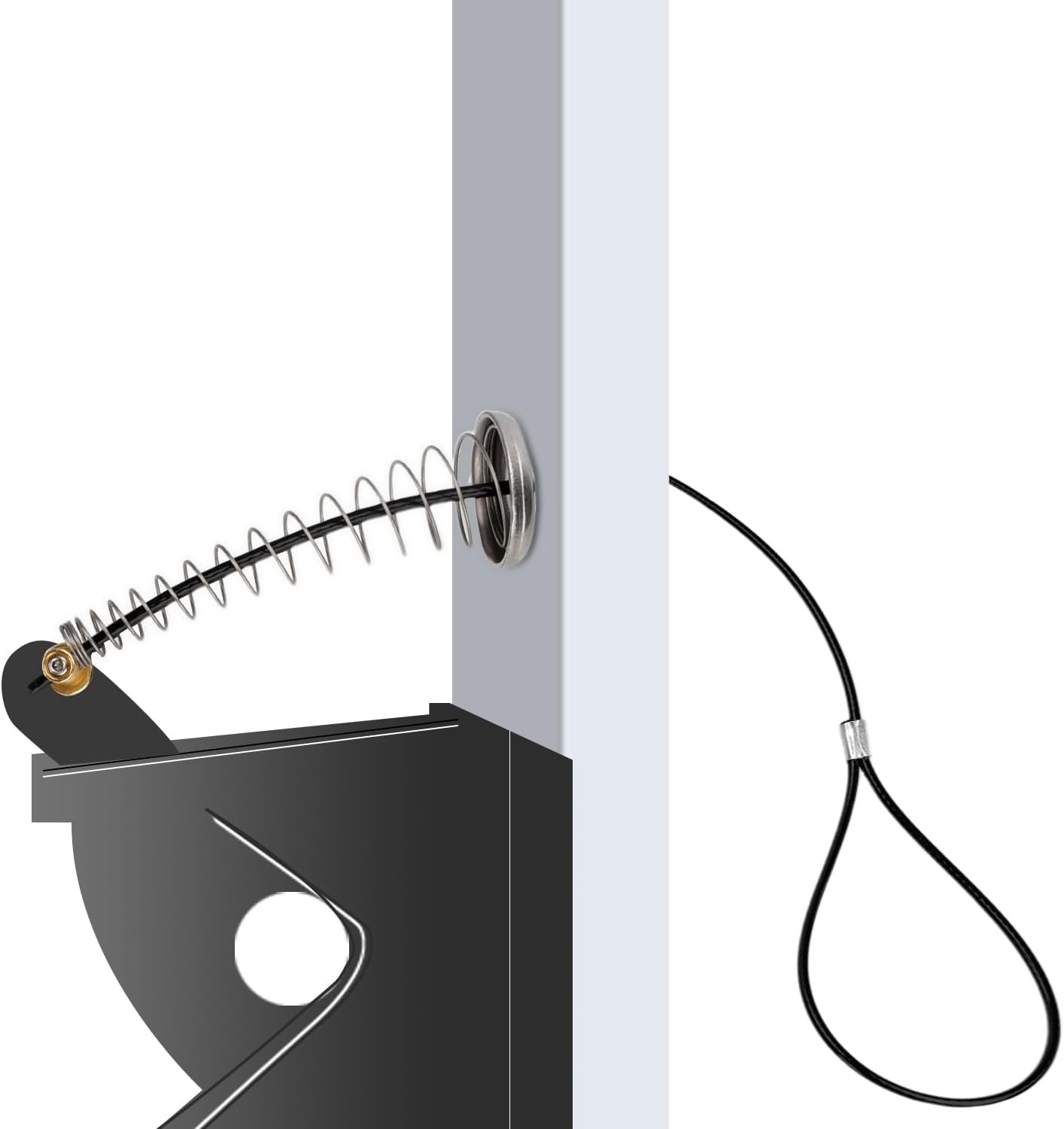 Gate Latch Pull Cord Cable String 2 Sets Black Adjustable 2-6 in for Metal