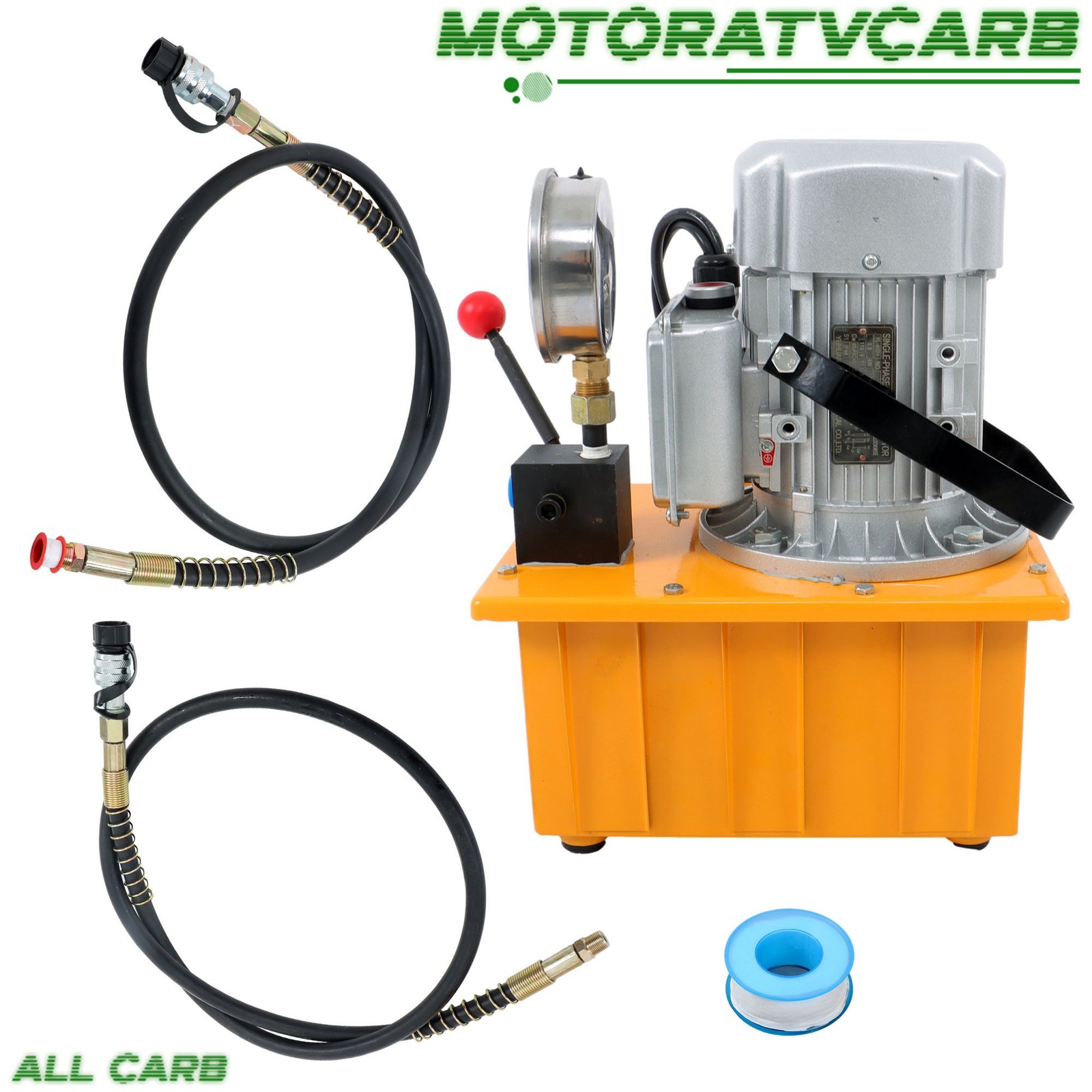 ALL-CARB 10000PSI Single Acting Manual Valve Hydraulic Electric Pump 750W 8L