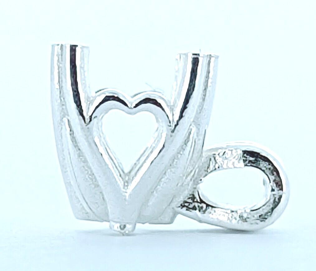 14K Gold Round Pendant Setting - Hearts Style Pendant Mounting 1