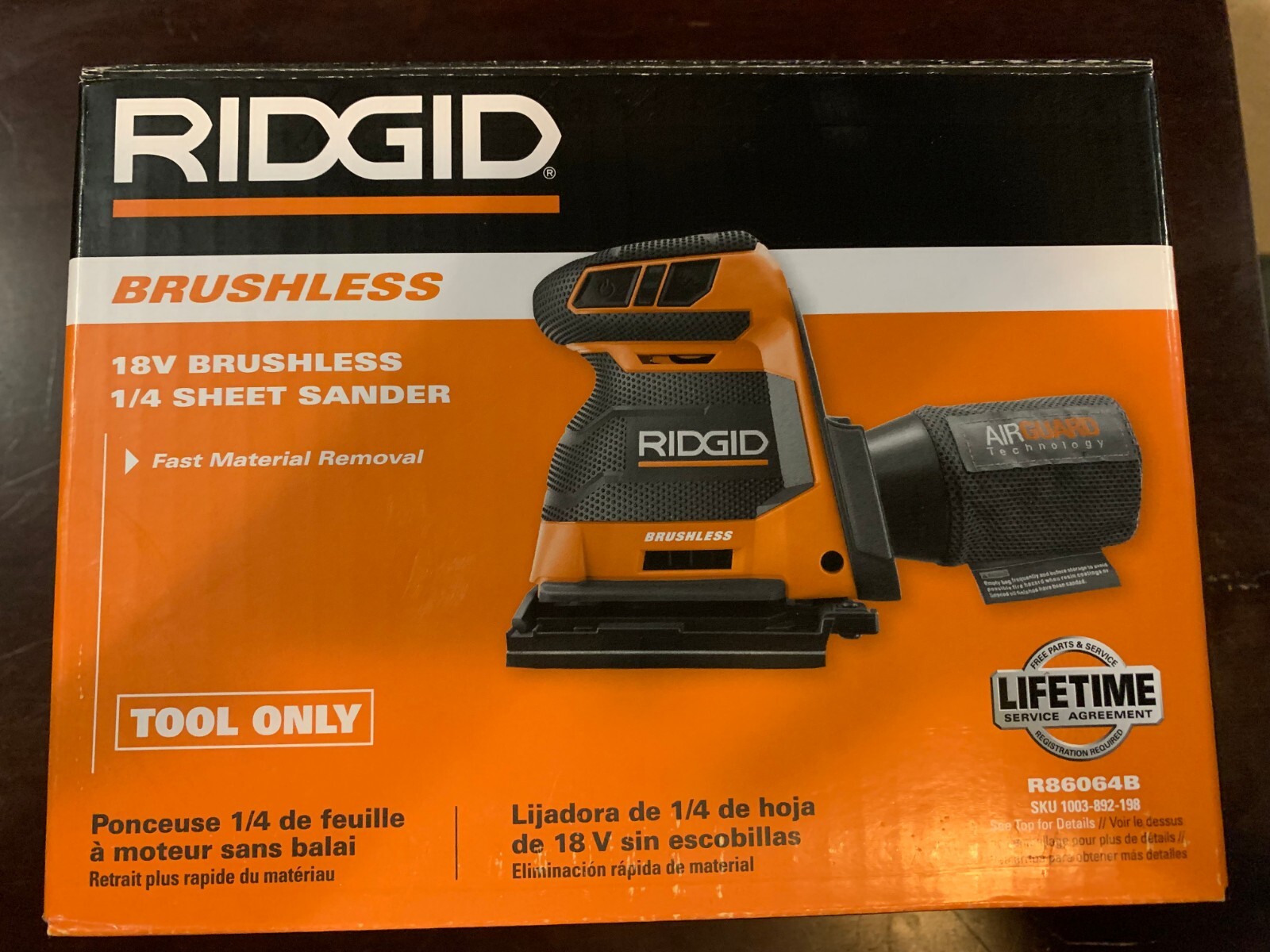 1/4 SHEET SANDER Ridgid 18V brushless NEW! tool only R86064B
