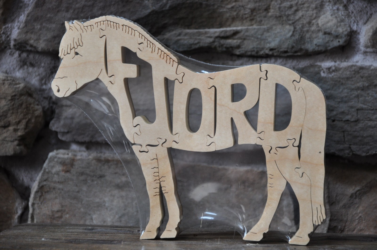 Norwegian Fjord Pony Horse Wooden Amish Made Puzzle Tack Room Toy Figurine