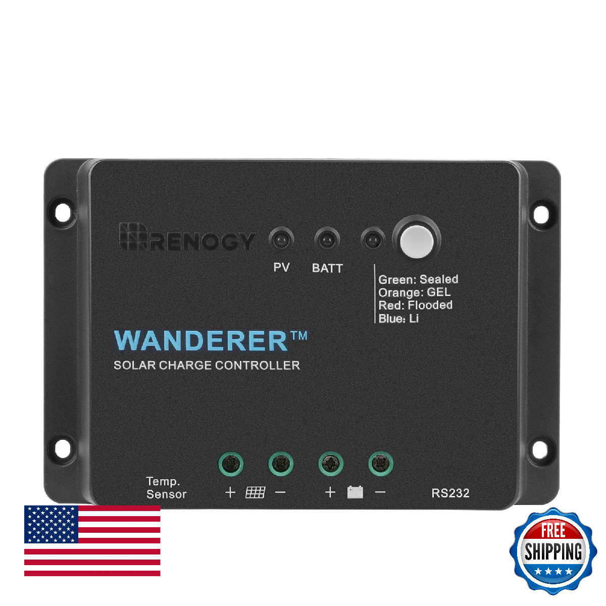 Renogy 12V 30A Pwm Solar Charge Li Charge Controllers For Solar Panels 4-Stage