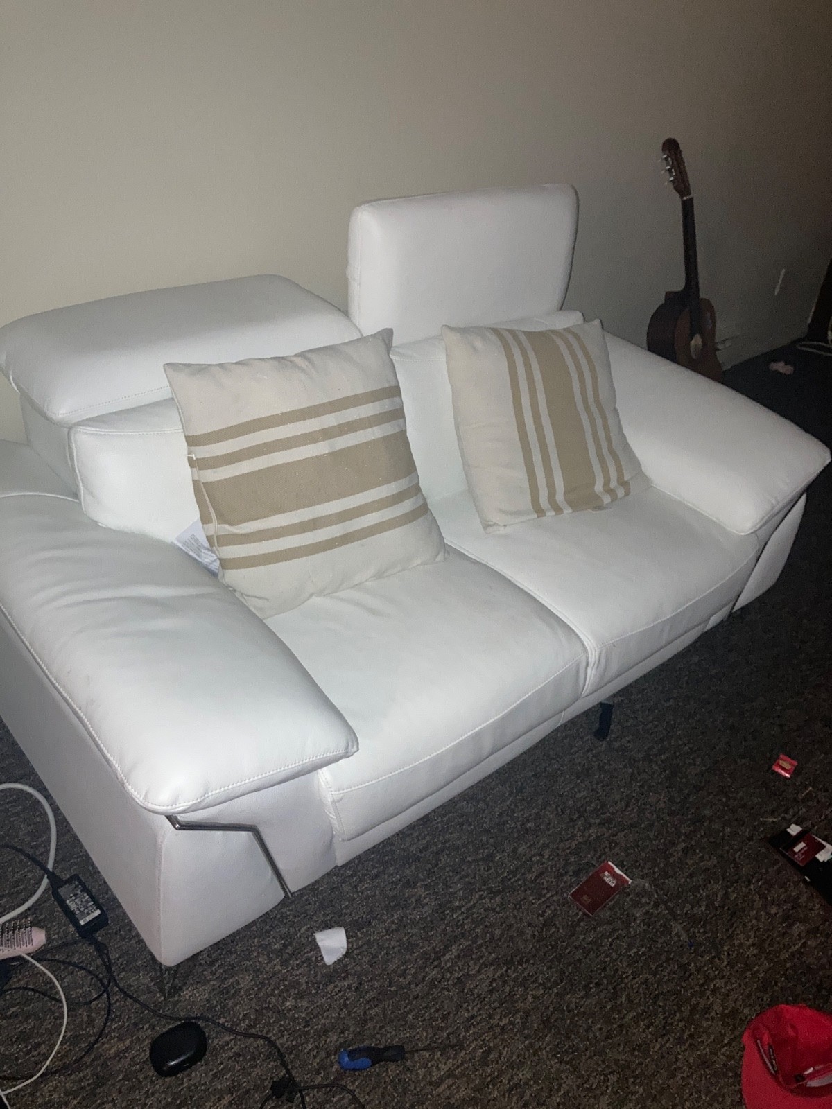 italian white lether couch