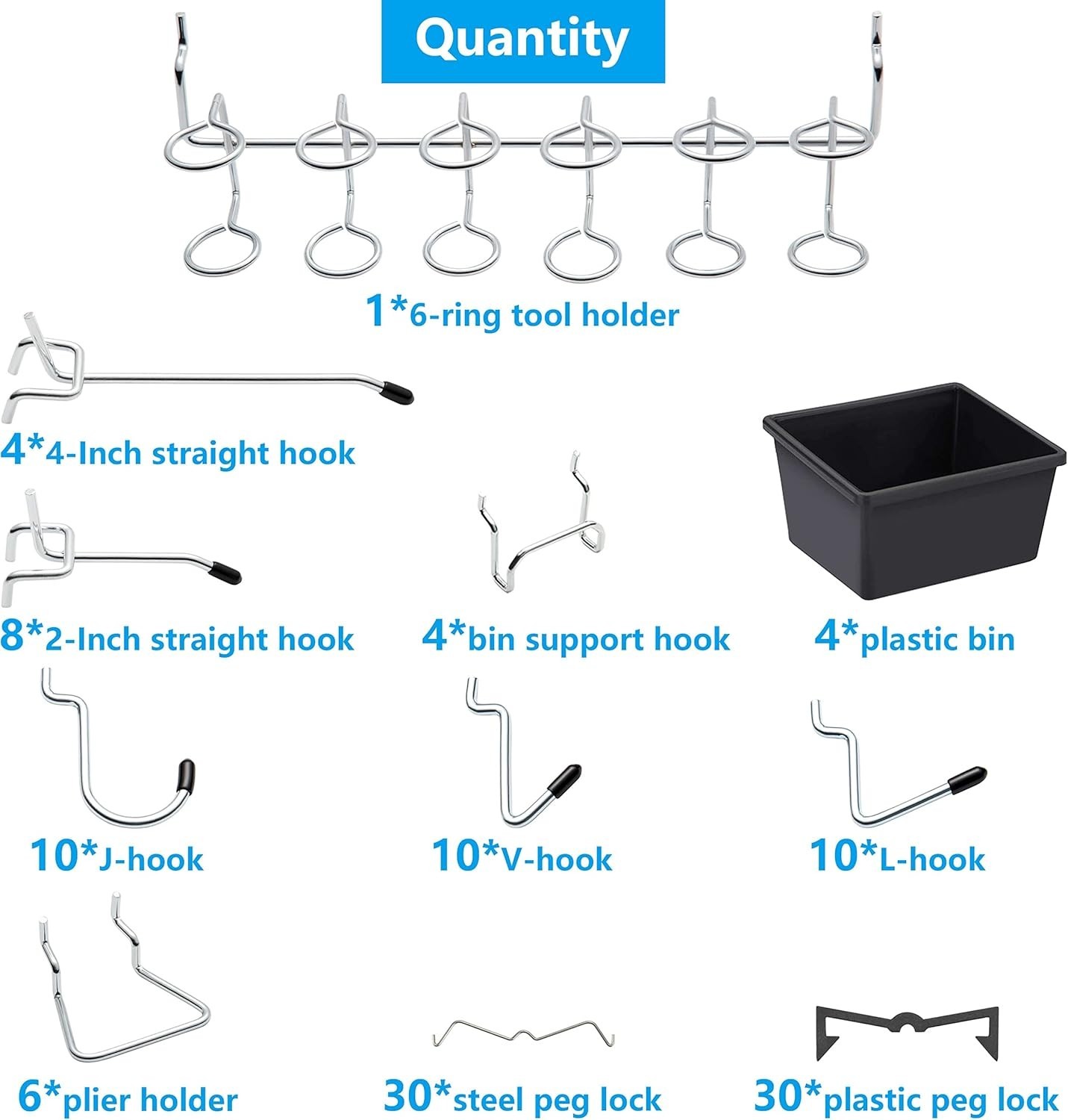 117-Piece Rust Resistant Pegboard Hooks Set for Superior Tool Organization