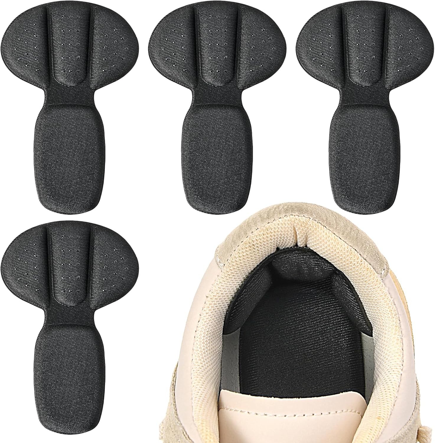 Heel Cushion Pads Mesh Adhesive 4 Pack Black