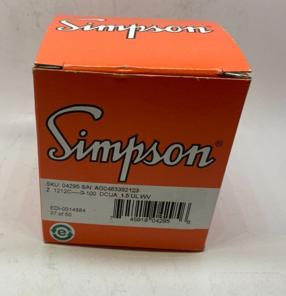 SIMPSON 04295 1.5" Analog DC Current Panel Meter (0 - 100V) - Prepaid Shipping