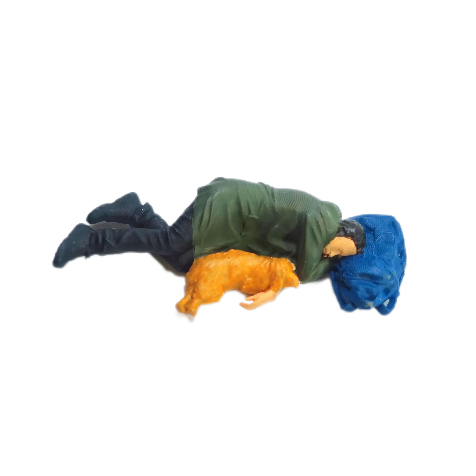 EY 1:64 Painted Figure Mini Model Miniature  Diorama Tramp Hobo Dog