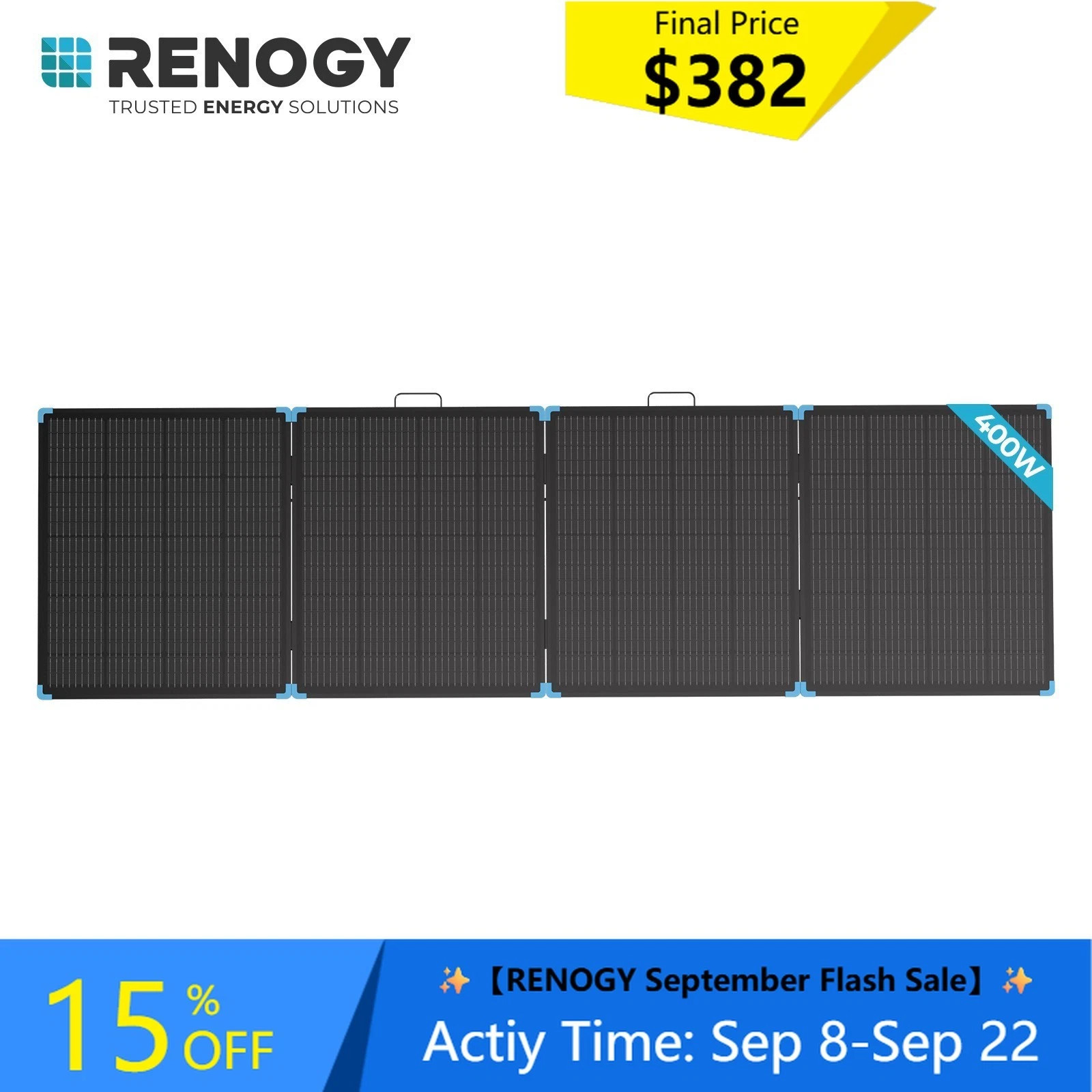 Renogy 400W Foldable Solar Panel Lightweight IP67 For RV Camping Off-Grid