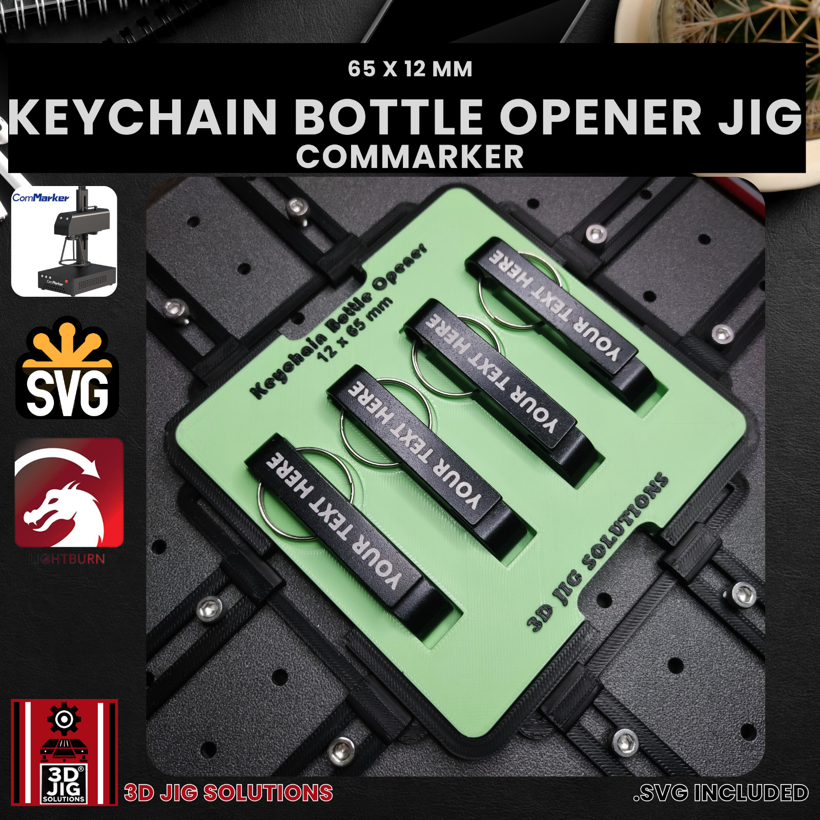 ComMarker Metal Keychain Bottle Opener Jig, Fiber Laser Engraving Template
