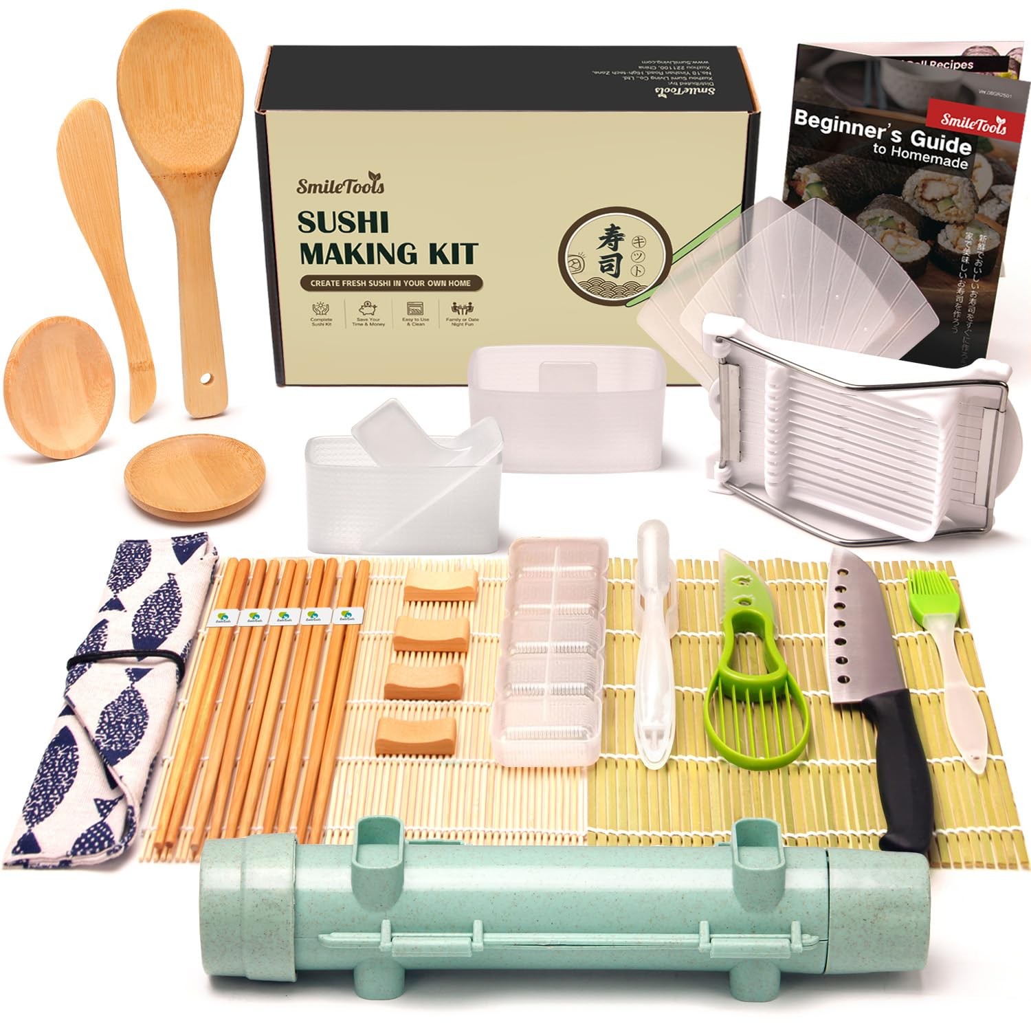 SmileTools Sushi Making Kit & Musubi Maker - for Beginners Medium, Green