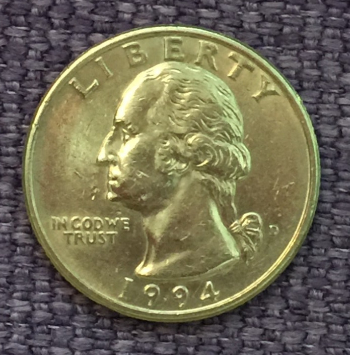 1994 D Washington quarter, actual coin in picture free S/H