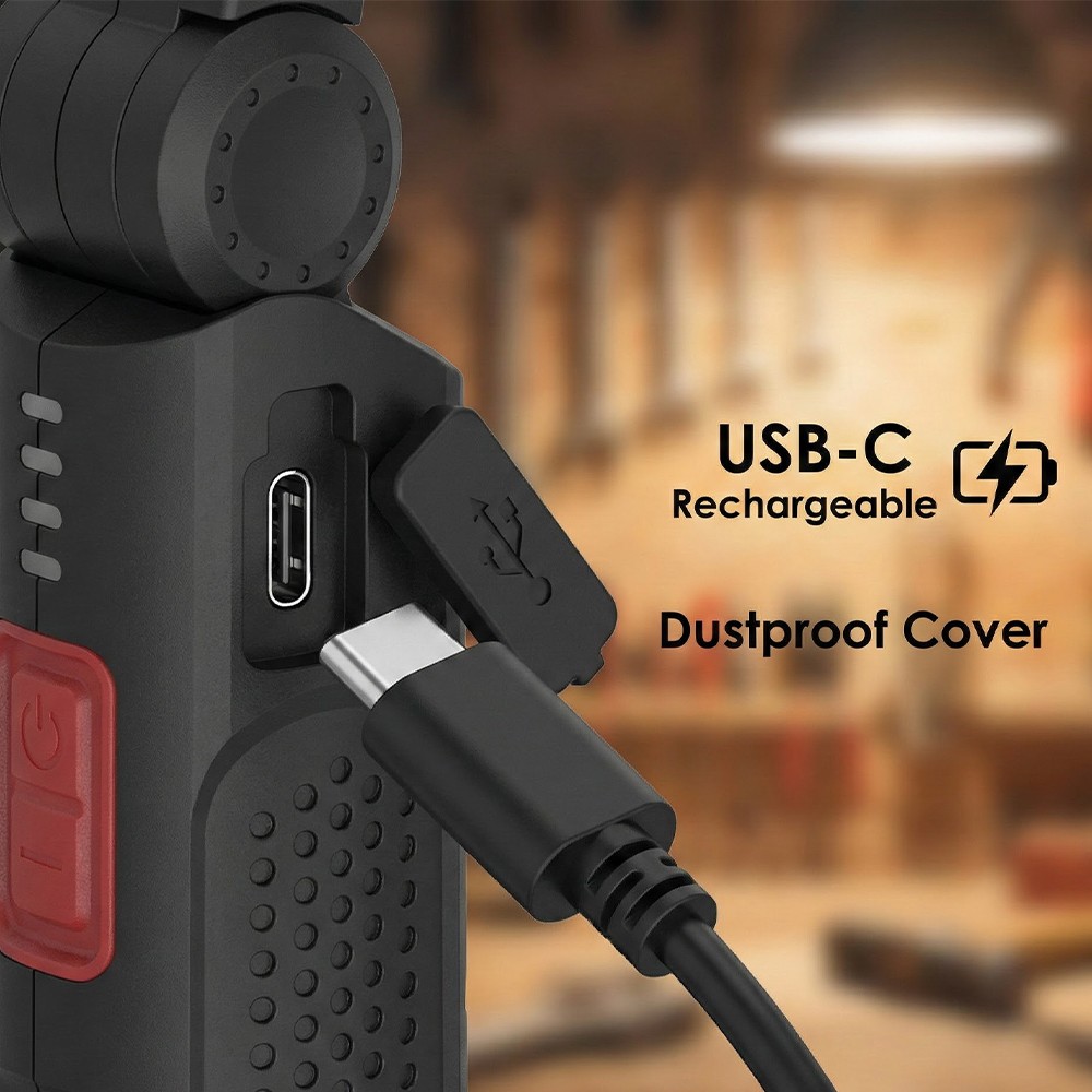 Mini COB LED Work Light 1200mAh Magnetic Rechargeable Mechanic Torch Flashlight