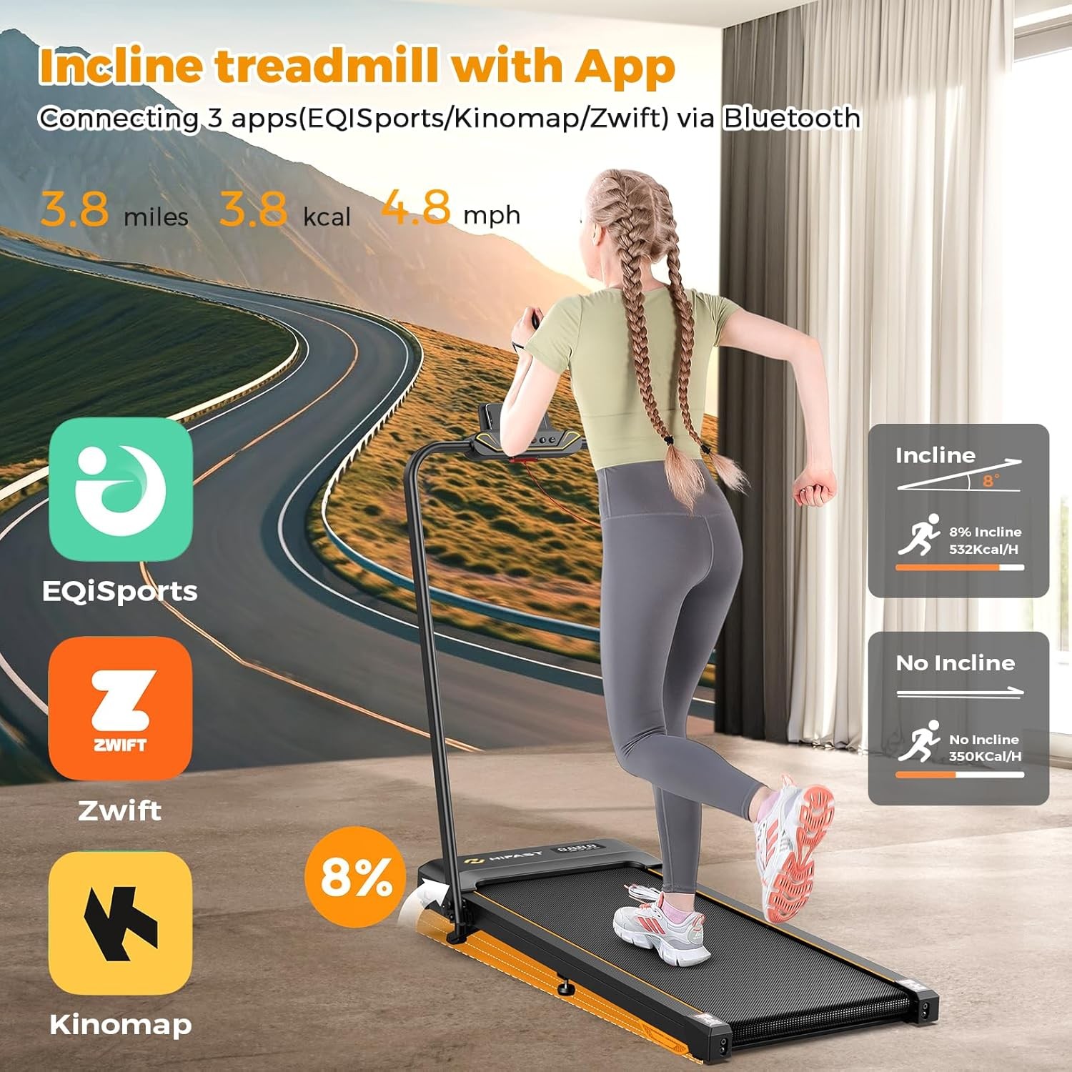 Home Electric Treadmill Folding Compact Walking Running Exercise Machine for Fit