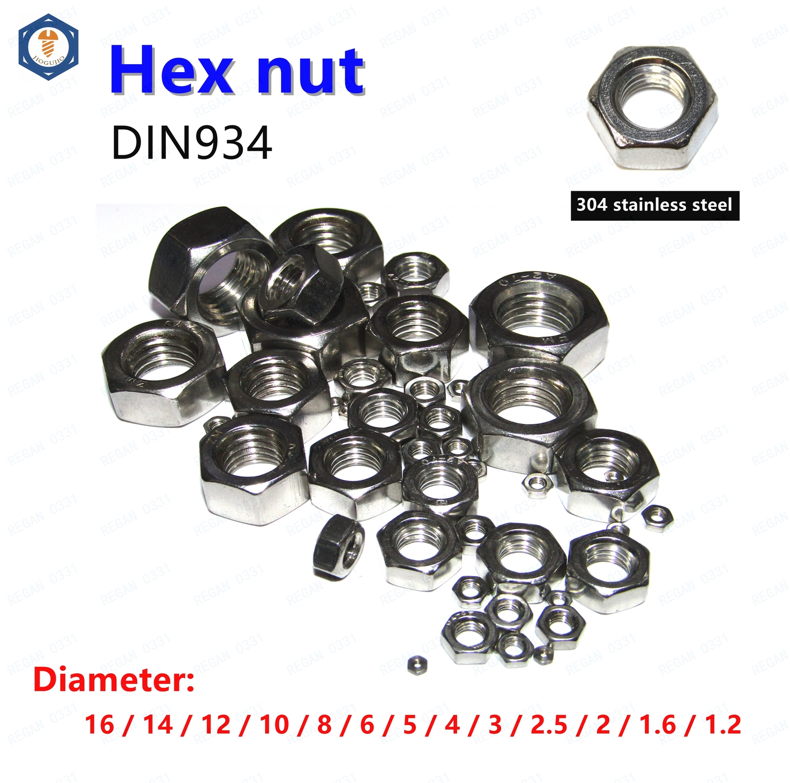 M1 M1.2 M1.4 M1.6 M2 M2.5 M3 M3.5 M4 M5 M6 M8 M10 M12 Stainless Steel Hex Nuts