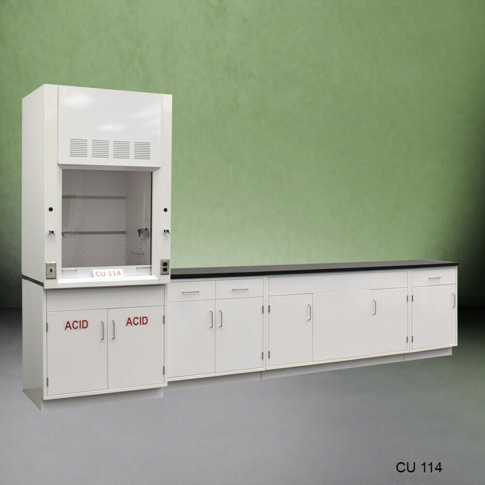Fisher American 3' Fume Hood / ACID Storage &10' Laboratory Cabinets / E2-446