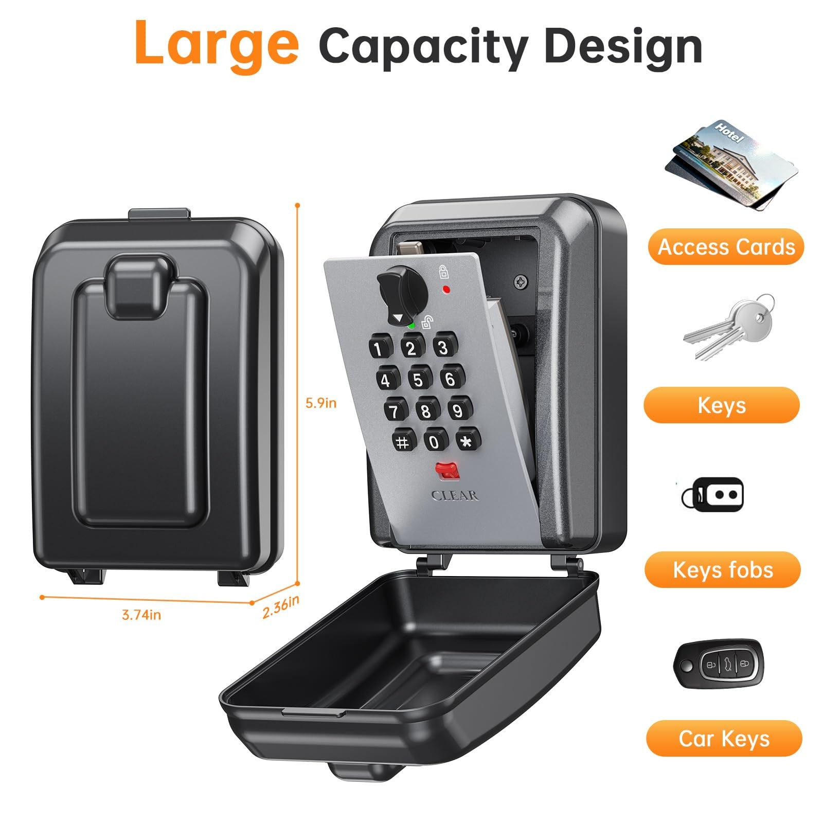 Key Lock Box,Customizable 12Digit Combination,LockBox for Keys with Resttable...