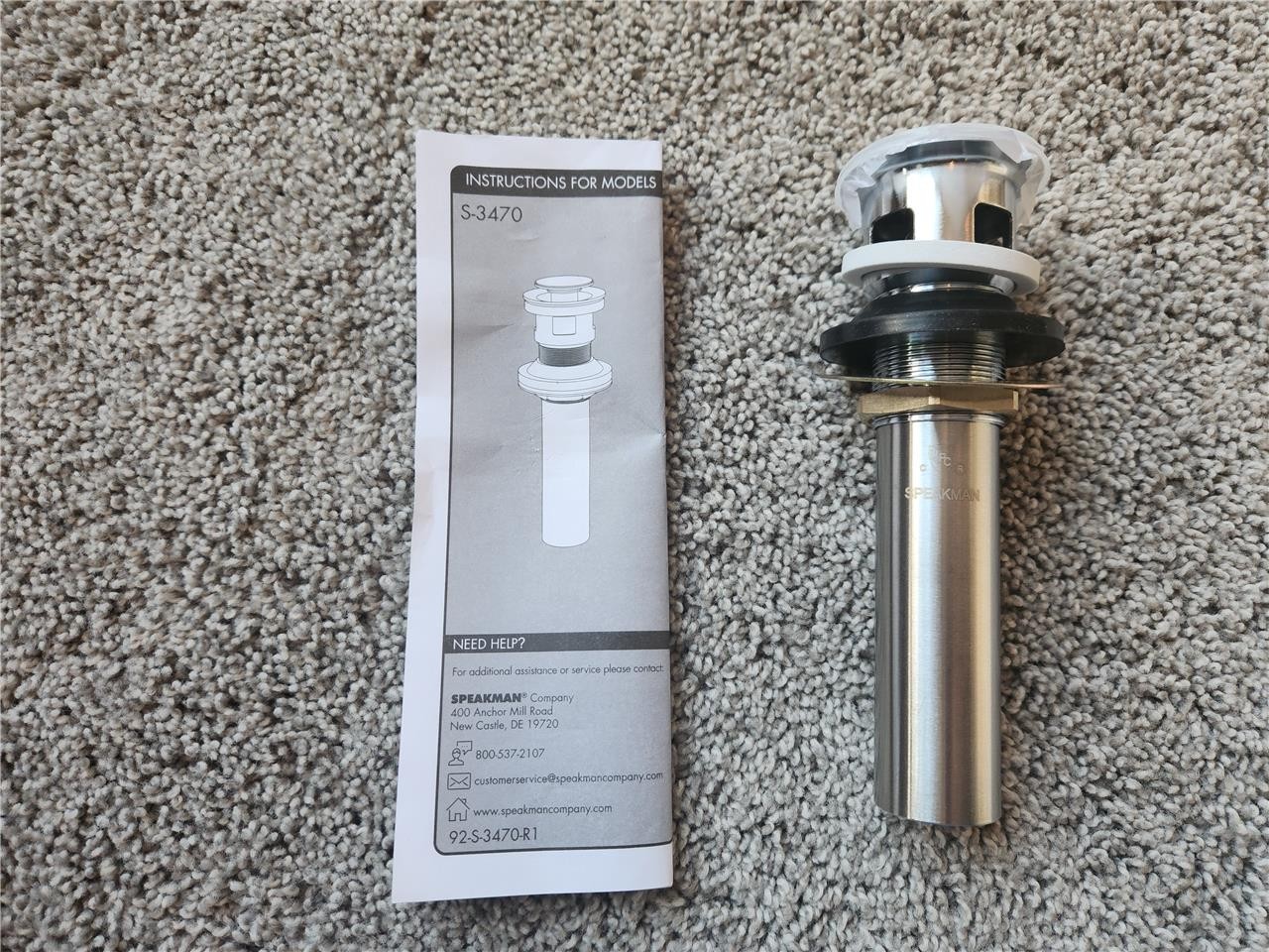 Speakman S-3470 Push Pop-Up Drain, Polished Chrome