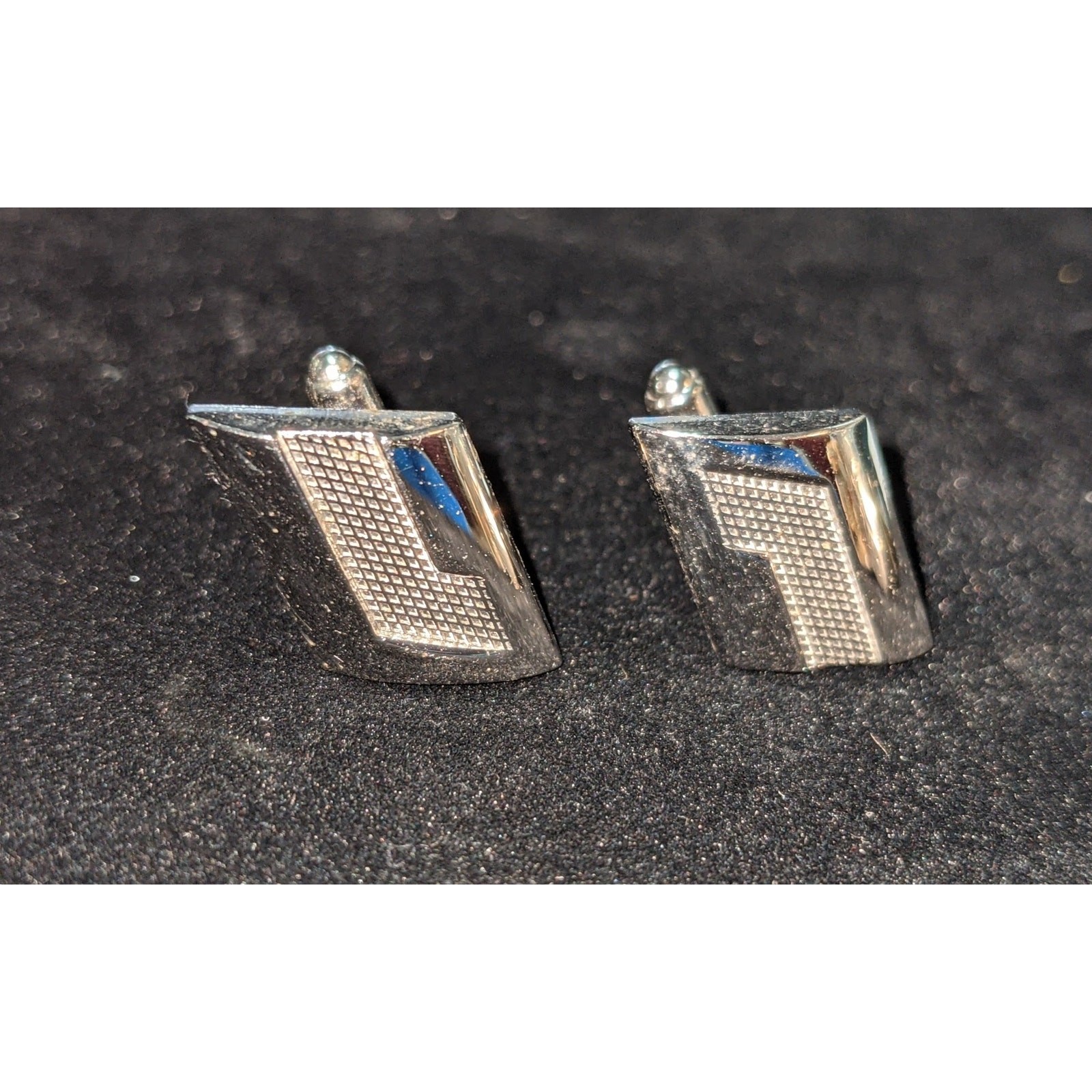 Speidel Vintage Men's Cufflinks Silver Color Metal Textured 1 Pattern