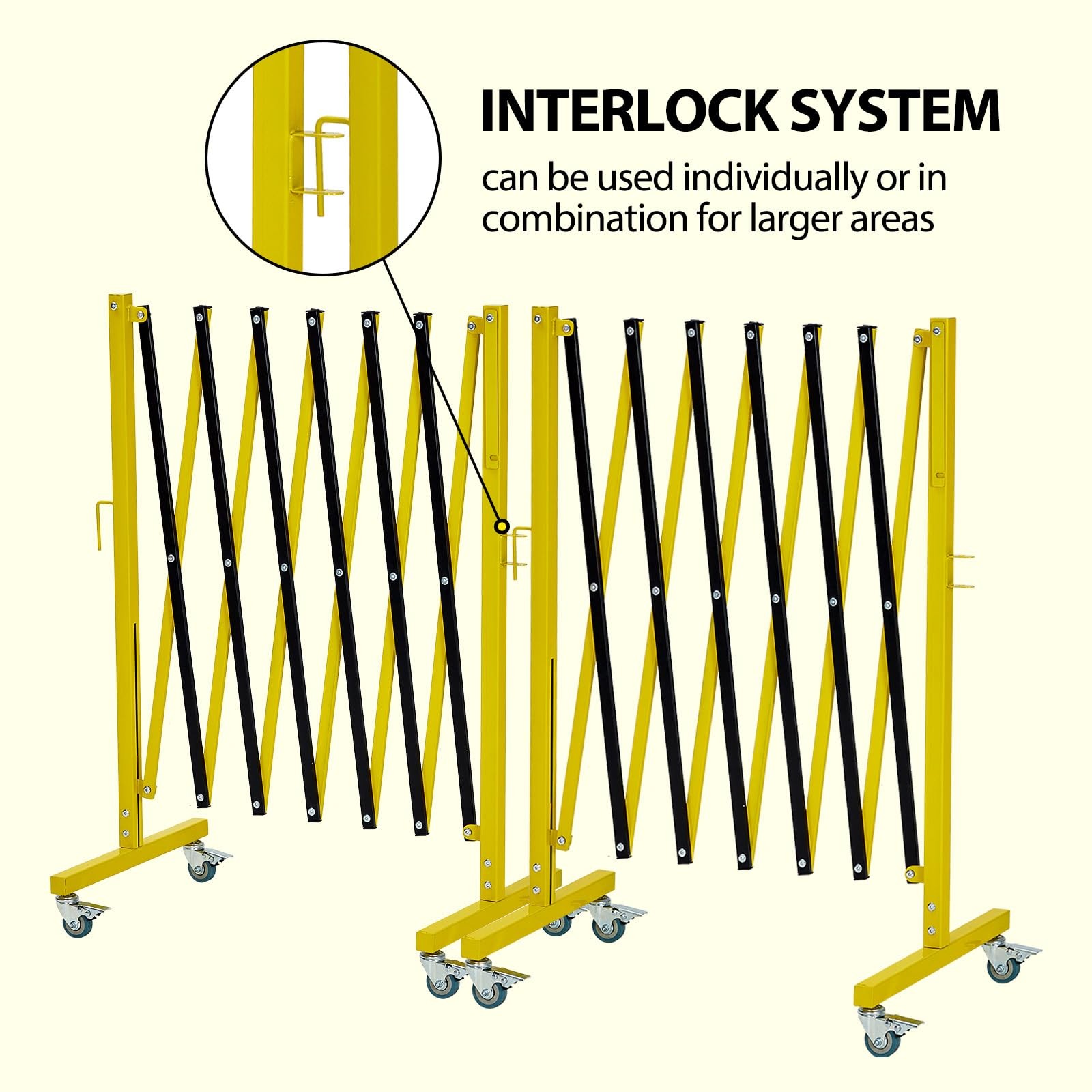 Guard Retractable Fence 11FT Long Folding Security Gate Casters Driveway 1PC