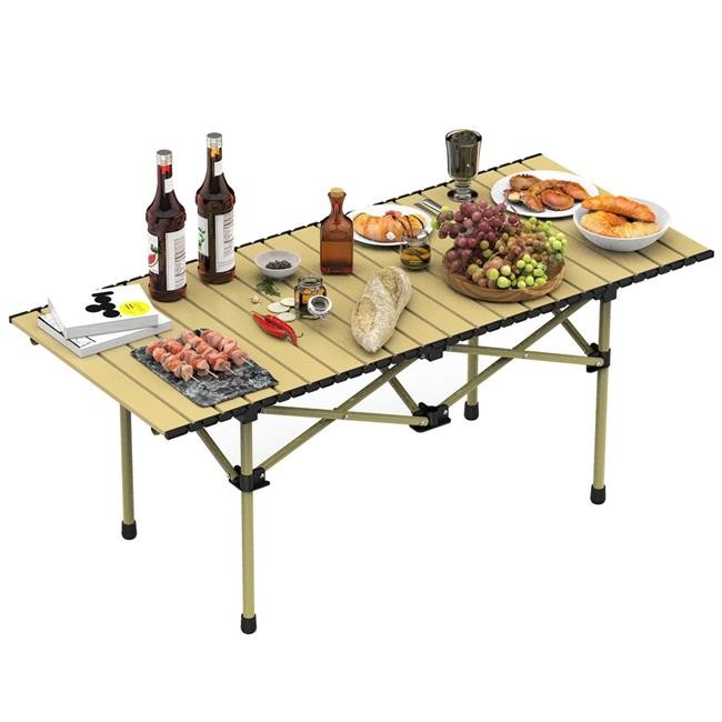 FFF-55-120CM-GPCT5276 Folding Camping Table Roll-Up Steel Desk Heavy-Duty Inc...