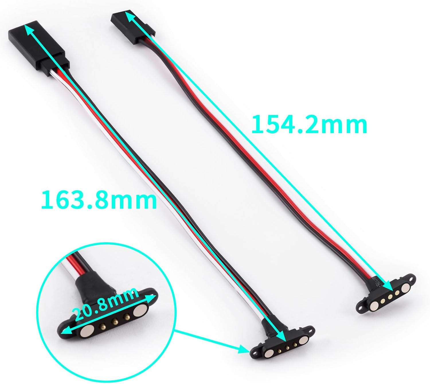 2 Sets Universal Magnetic Extension Cable JR ZH1.5 Wire Connector for RC Mode...