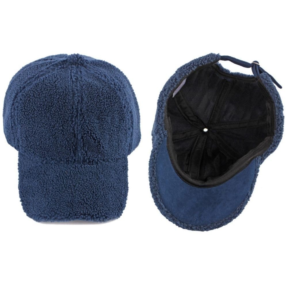 FASHIXD Lamb Wool Baseball Cap for Men Women, Winter One Size, Dark Blue