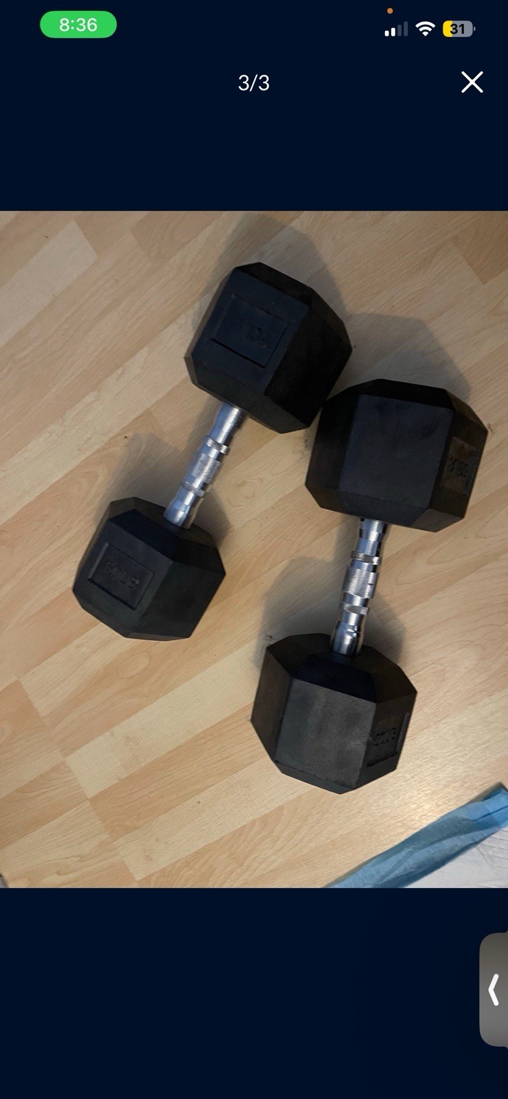 1 Pair CAP Barbell Coated Hex Dumbbell Weight 50 lbs