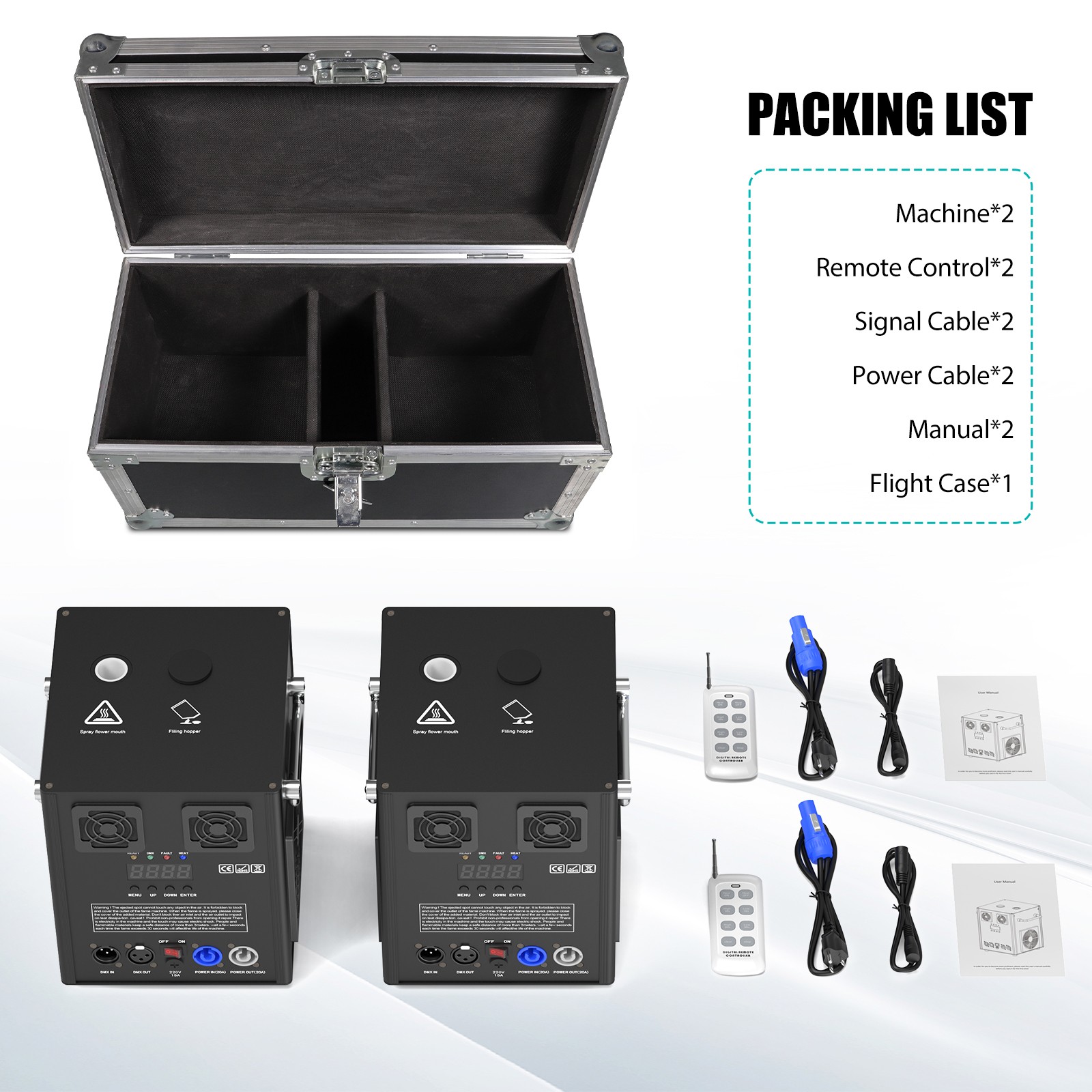 2PCS 700W Cold Spark Machine w/Flight Case DMX for DJ Disco Wedding Effect