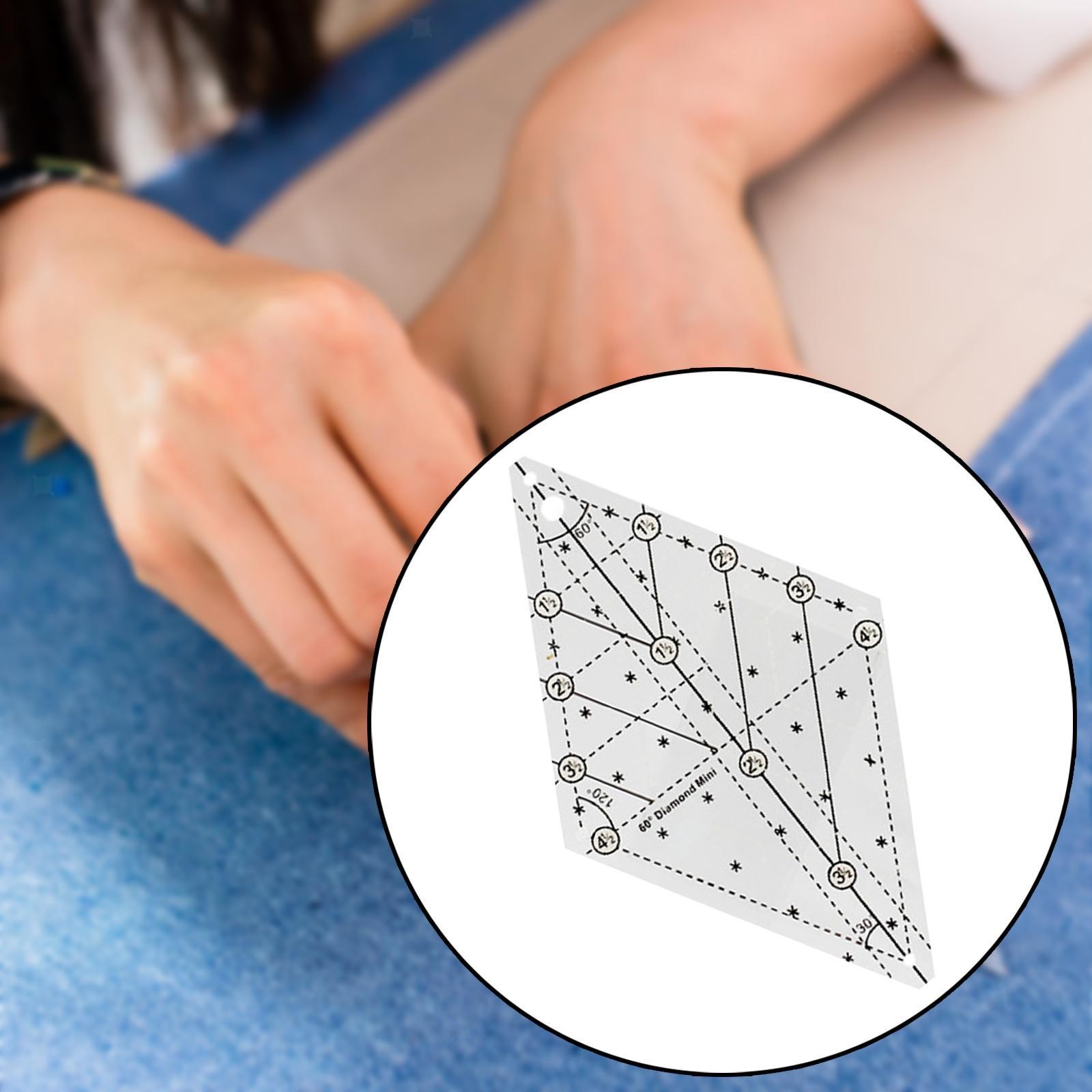 60 Degree Diamond Quilting Template Quilting Ruler Clear for Medium