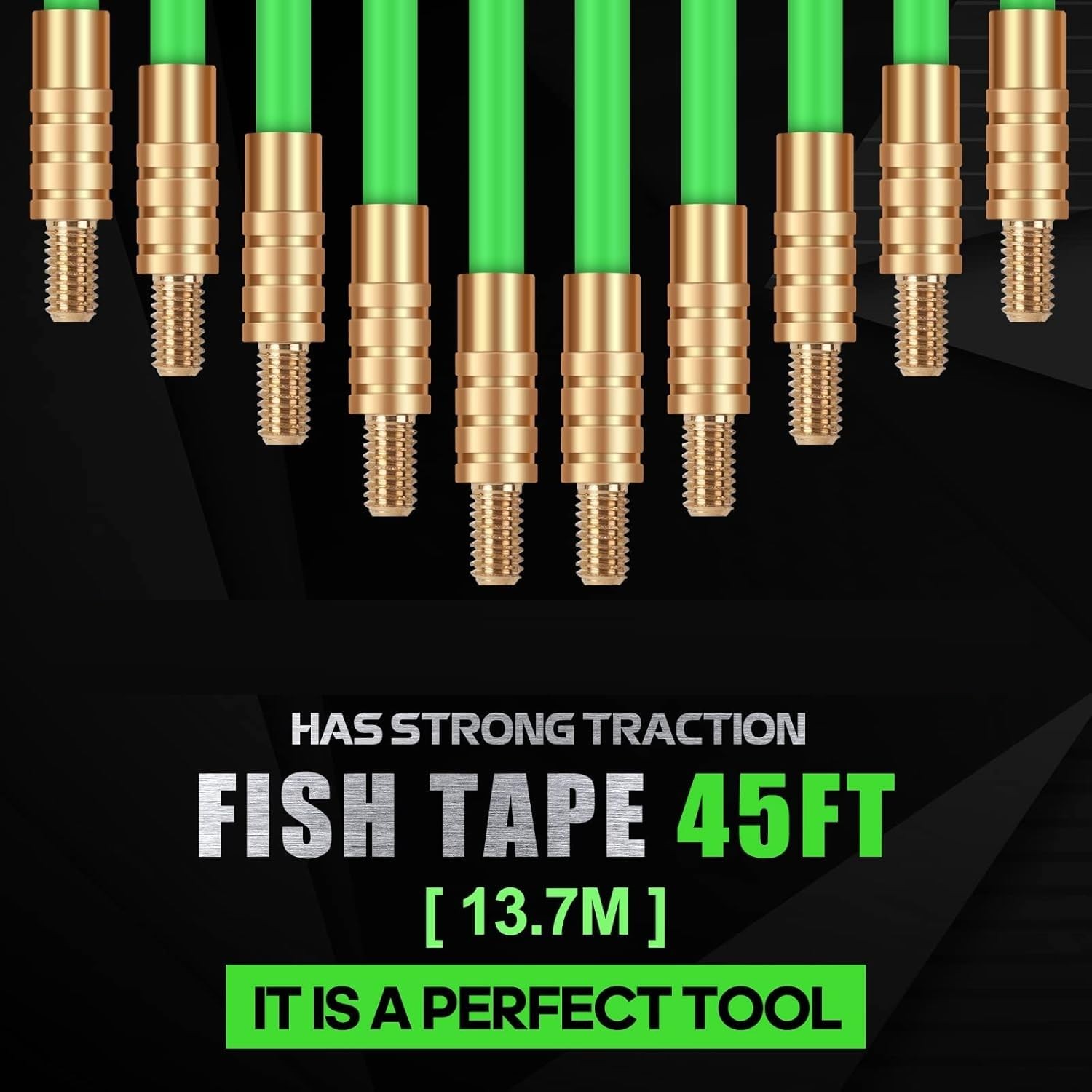 45FT Fiberglass Running Electrical Wire Cable Glow Rods Wire Pulling, Fish Ro...