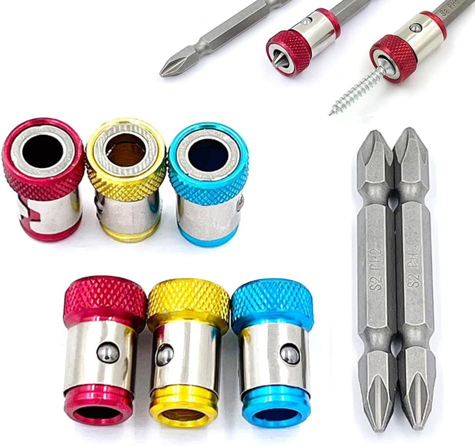6 Pieces Magnetic Screw Ring with 2 Pieces Ph2 Screwdriver Bit Set,Magnetizer Sc