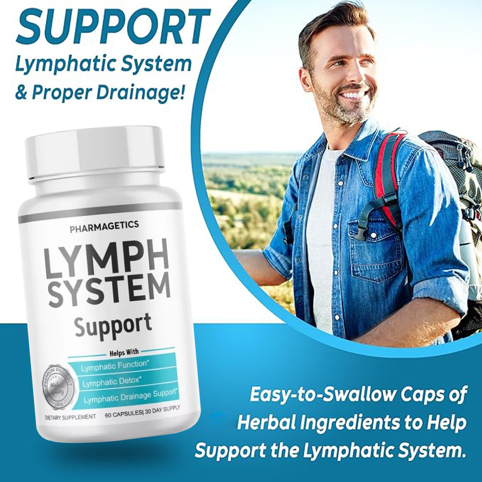 Lymphatic System Support Capsules - Lymphatic Drainage - 60 Capsules