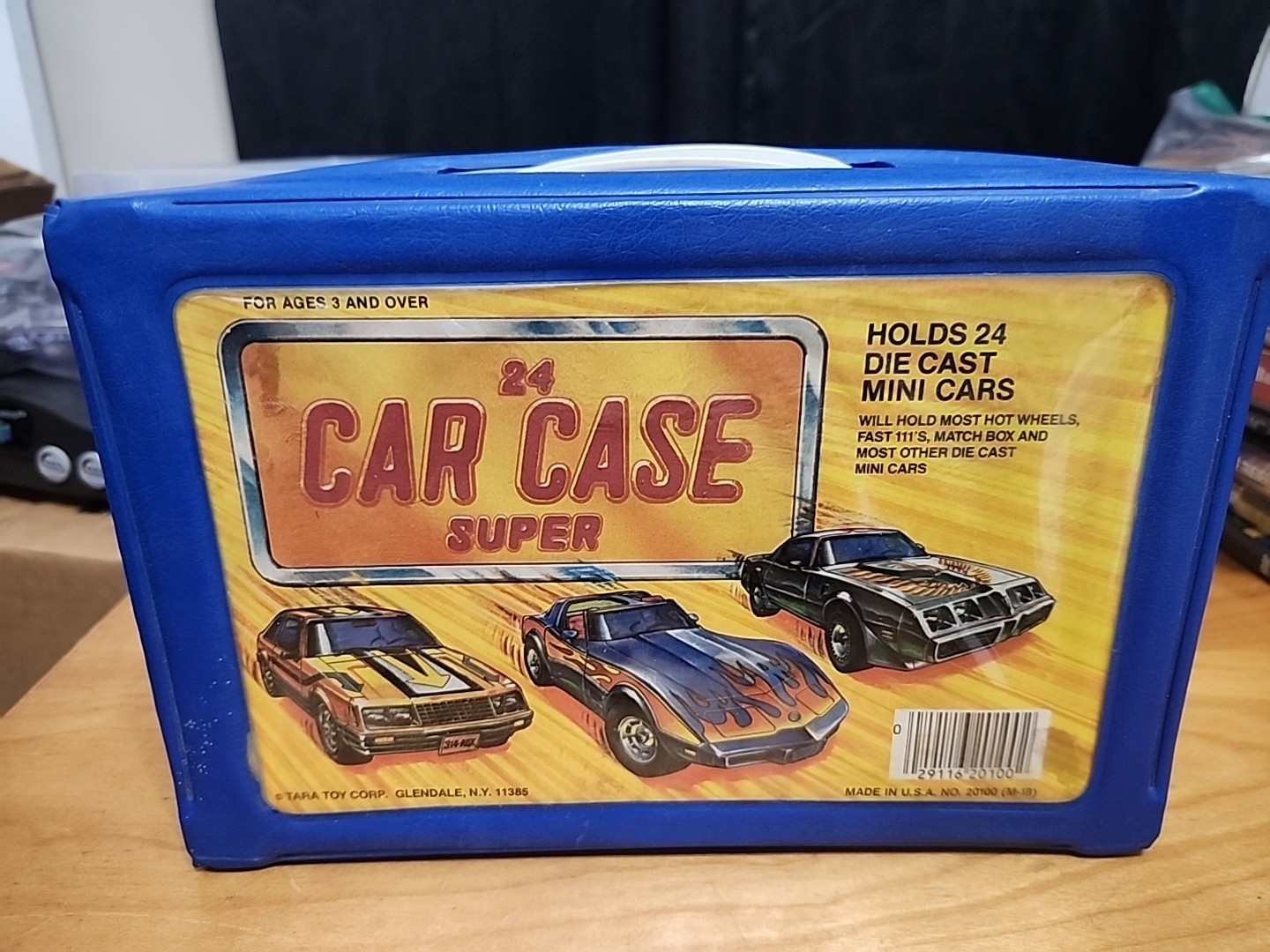 Vintage Tara Toys Blue Car Case Deluxe 1:64 Scale Diecast Carrying Case W/Trays