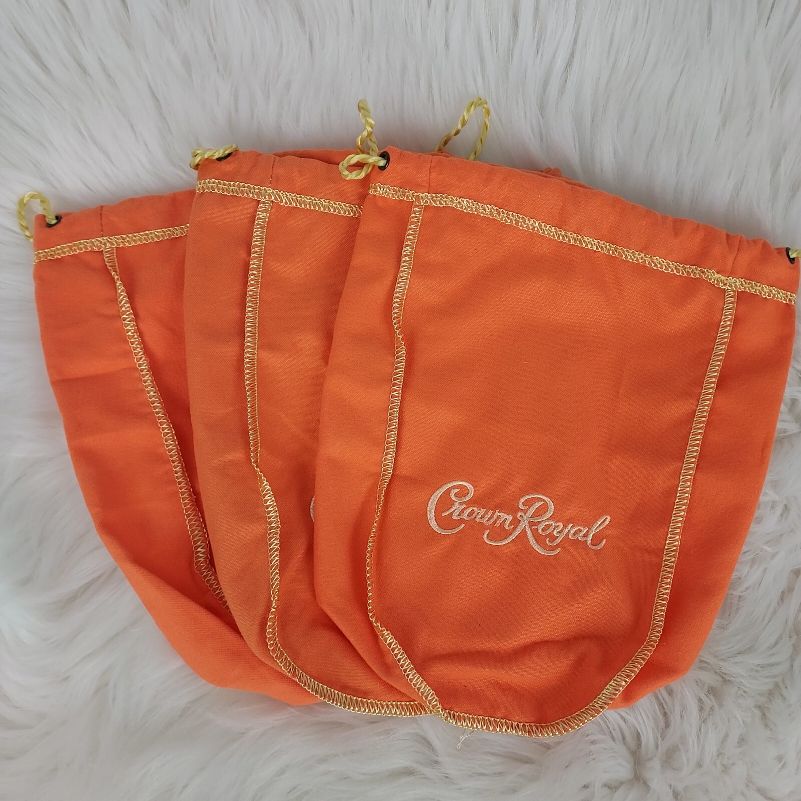 LOOK! CROWN ROYAL BAGS - Orange 750lm Size - embroidered Lettering, QTY. 3