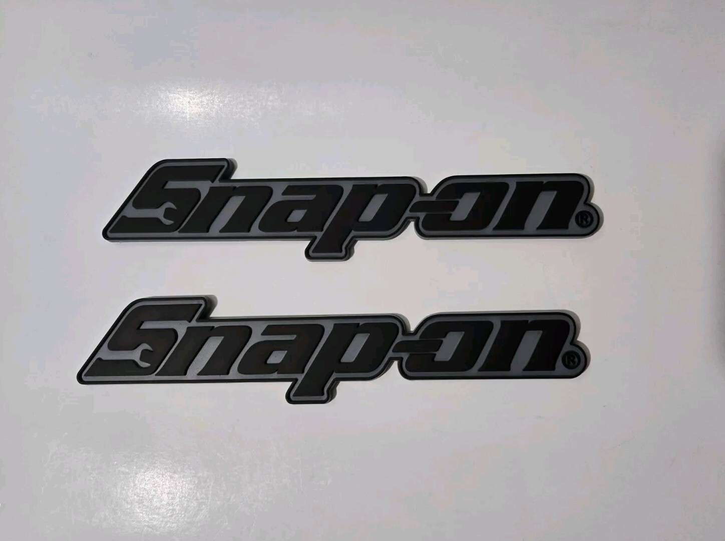 2PK SNAP ON TOOL LOGO EMBLEM MATTE BLACK Badge Decal 8"+2X Dark Titanium Prybars