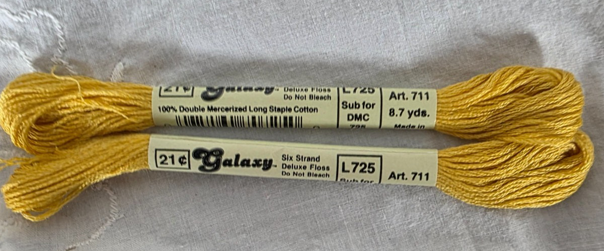 Vintage Galaxy Embroidery Floss Set of 2 L725 Sub DMC725 Cotton Mercerized 6 Ply