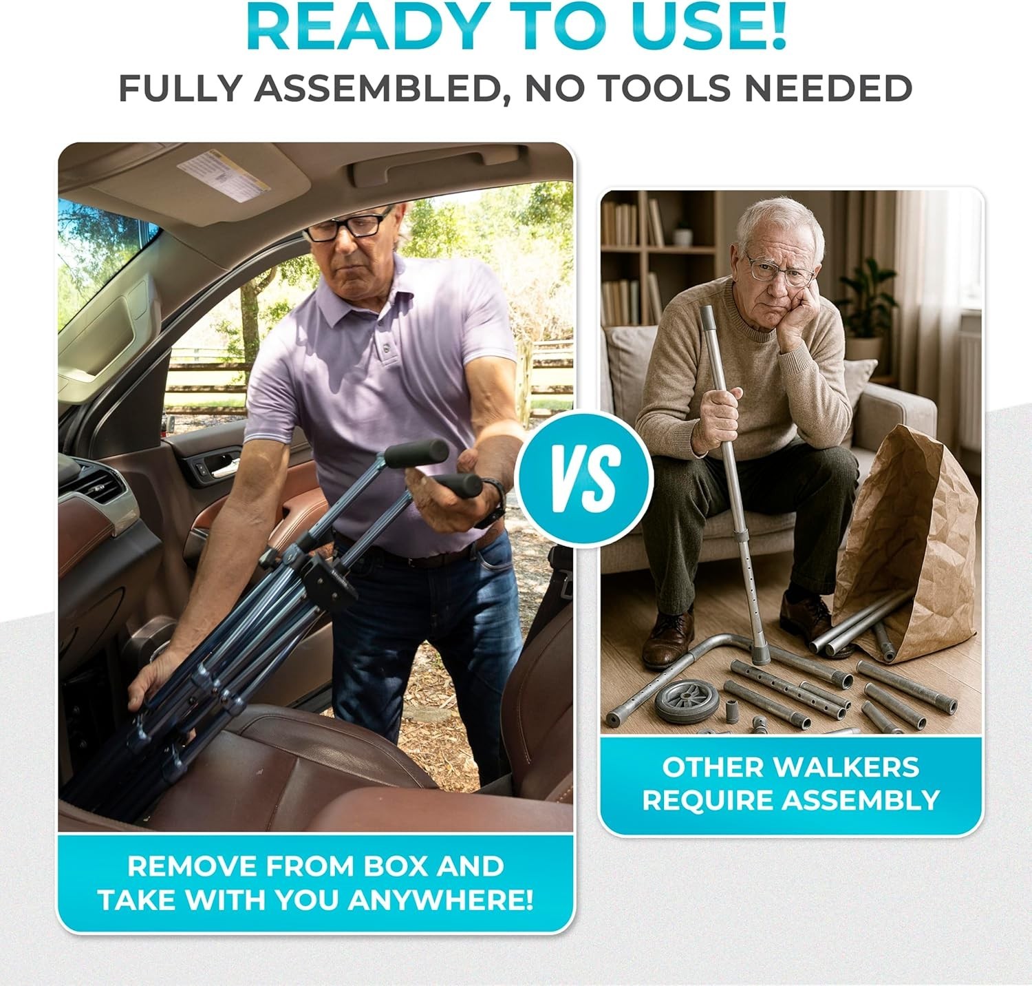 Space Saver Walker, Lightweight Folding Rolling Mobility Aid for Seniors & Ad...