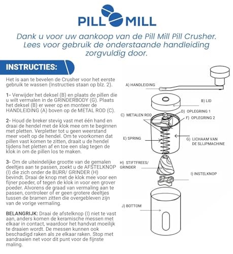 Pill Mill Pill Crusher - Crushes Multiple Tablets To A Fine Powder - M