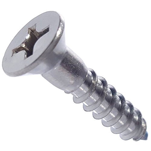 #8 x 1" Phillips Flat Head Wood Screws 316 Marine Stainless Steel Qty 100